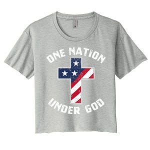 One Nation Under God Patriotic Christian Meaningful Gift Women's Crop Top Tee