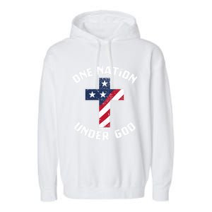 One Nation Under God Patriotic Christian Meaningful Gift Garment-Dyed Fleece Hoodie