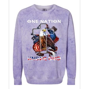 One Nation Under God Jesus Usa Cross Bald Eagle 4th Of July Gift Colorblast Crewneck Sweatshirt