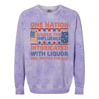 One Nation Under The Influence 4th Of July Intoxicated With Liquor Colorblast Crewneck Sweatshirt