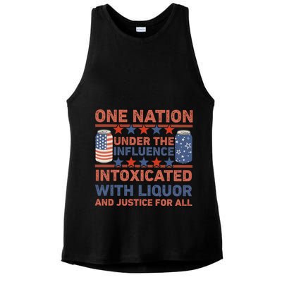 One Nation Under The Influence 4th Of July Intoxicated With Liquor Ladies PosiCharge Tri-Blend Wicking Tank