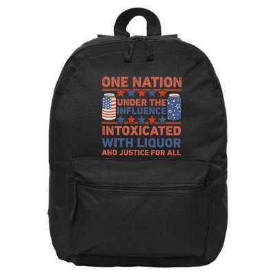 One Nation Under The Influence 4th Of July Intoxicated With Liquor 16 in Basic Backpack