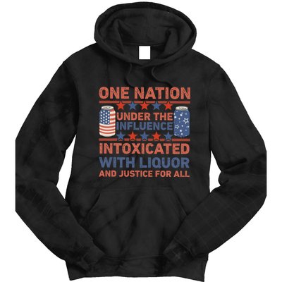 One Nation Under The Influence 4th Of July Intoxicated With Liquor Tie Dye Hoodie