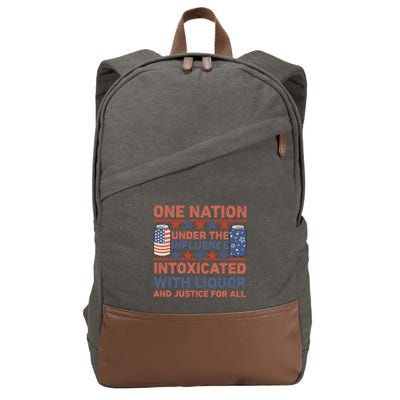 One Nation Under The Influence 4th Of July Intoxicated With Liquor Cotton Canvas Backpack