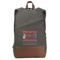 One Nation Under The Influence 4th Of July Intoxicated With Liquor Cotton Canvas Backpack