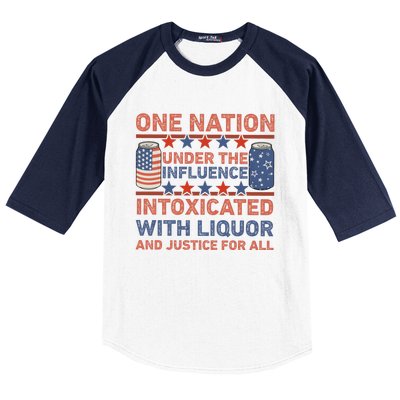 One Nation Under The Influence 4th Of July Intoxicated With Liquor Baseball Sleeve Shirt