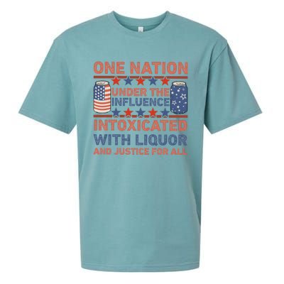 One Nation Under The Influence 4th Of July Intoxicated With Liquor Sueded Cloud Jersey T-Shirt