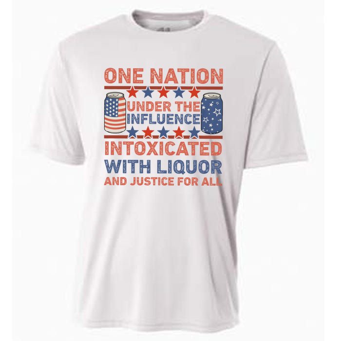 One Nation Under The Influence 4th Of July Intoxicated With Liquor Cooling Performance Crew T-Shirt