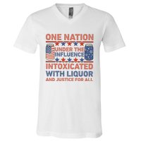 One Nation Under The Influence 4th Of July Intoxicated With Liquor V-Neck T-Shirt