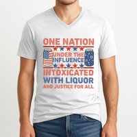 One Nation Under The Influence 4th Of July Intoxicated With Liquor V-Neck T-Shirt