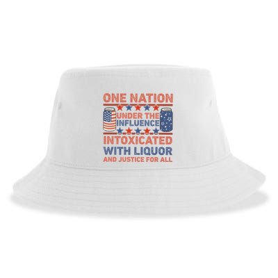 One Nation Under The Influence 4th Of July Intoxicated With Liquor Sustainable Bucket Hat