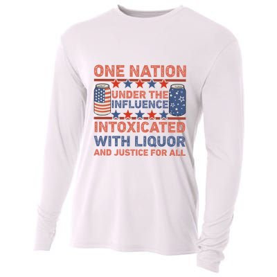 One Nation Under The Influence 4th Of July Intoxicated With Liquor Cooling Performance Long Sleeve Crew