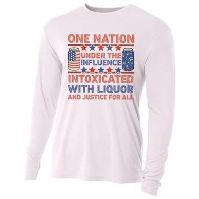 One Nation Under The Influence 4th Of July Intoxicated With Liquor Cooling Performance Long Sleeve Crew