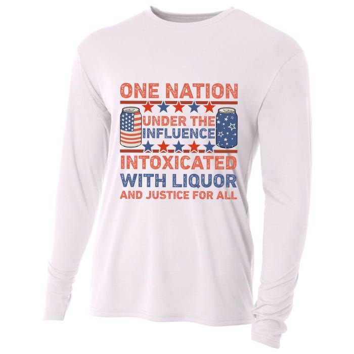One Nation Under The Influence 4th Of July Intoxicated With Liquor Cooling Performance Long Sleeve Crew