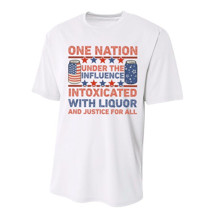 One Nation Under The Influence 4th Of July Intoxicated With Liquor Performance Sprint T-Shirt