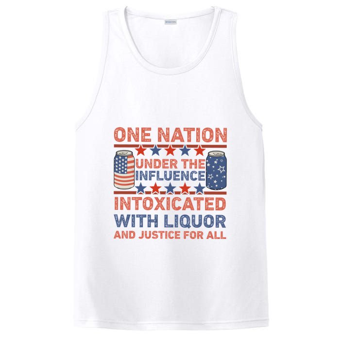One Nation Under The Influence 4th Of July Intoxicated With Liquor PosiCharge Competitor Tank