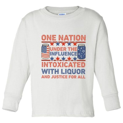 One Nation Under The Influence 4th Of July Intoxicated With Liquor Toddler Long Sleeve Shirt