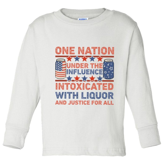 One Nation Under The Influence 4th Of July Intoxicated With Liquor Toddler Long Sleeve Shirt