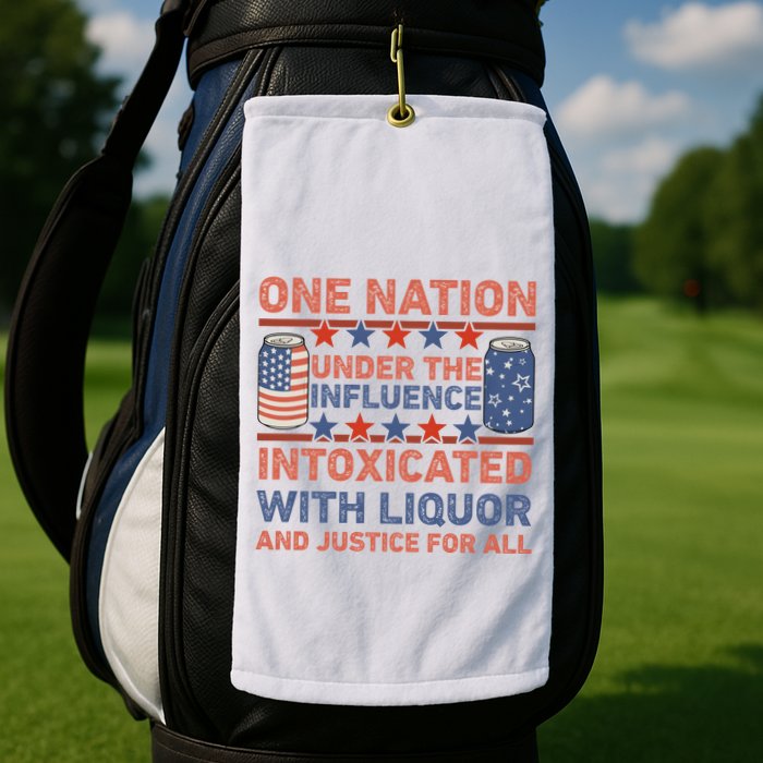 One Nation Under The Influence 4th Of July Intoxicated With Liquor Golf Towel