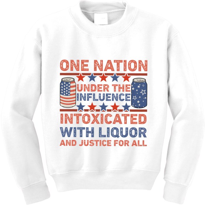 One Nation Under The Influence 4th Of July Intoxicated With Liquor Kids Sweatshirt