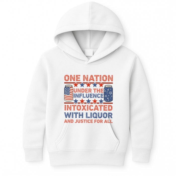 One Nation Under The Influence 4th Of July Intoxicated With Liquor Kids Hoodie