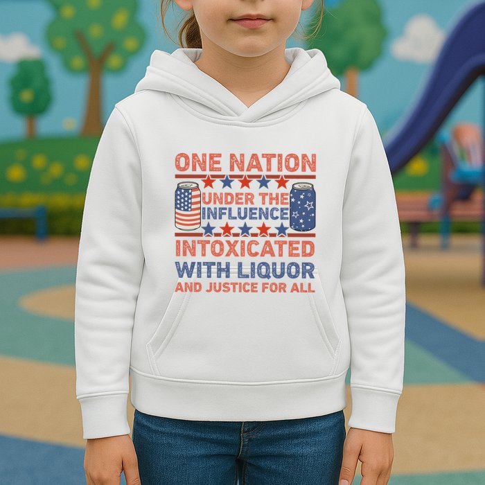 One Nation Under The Influence 4th Of July Intoxicated With Liquor Kids Hoodie