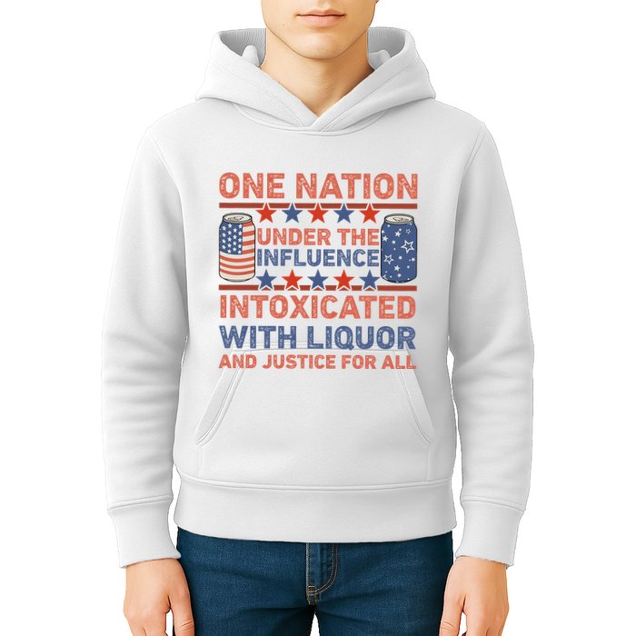 One Nation Under The Influence 4th Of July Intoxicated With Liquor Kids Hoodie