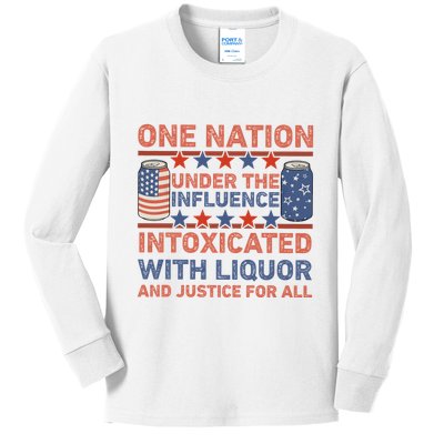 One Nation Under The Influence 4th Of July Intoxicated With Liquor Kids Long Sleeve Shirt