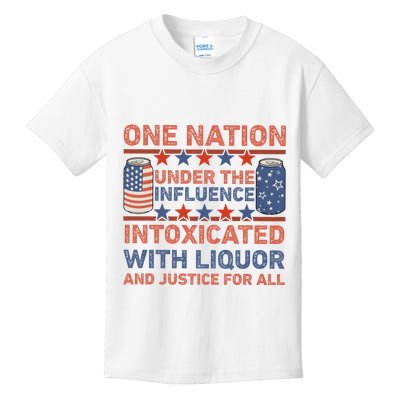 One Nation Under The Influence 4th Of July Intoxicated With Liquor Kids T-Shirt