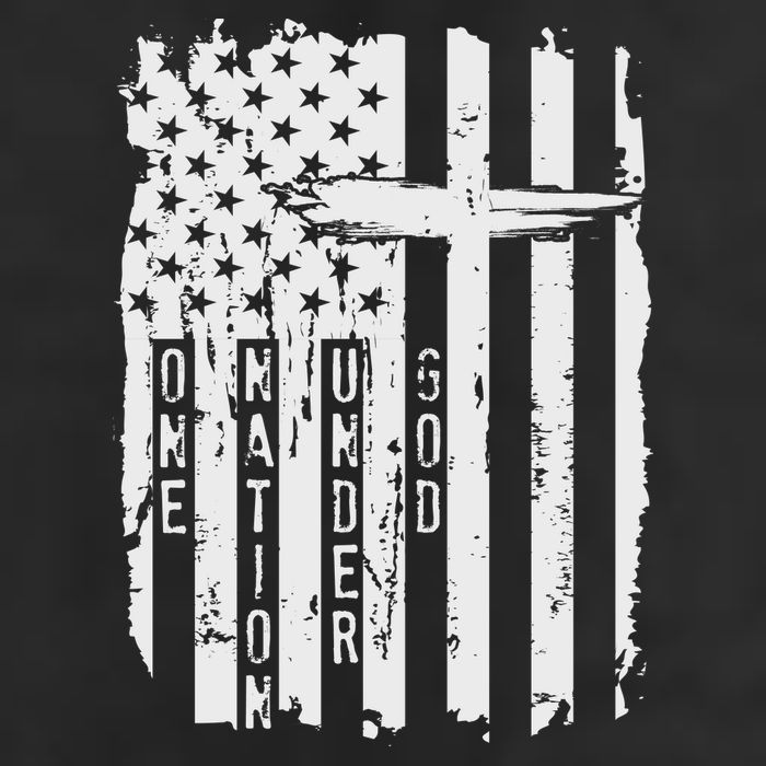 One Nation Under God Grunge Distressed USA American Flag 7 Panel Mesh Trucker Snapback Hat