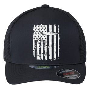 One Nation Under God Grunge Distressed USA American Flag Flexfit Unipanel Trucker Cap