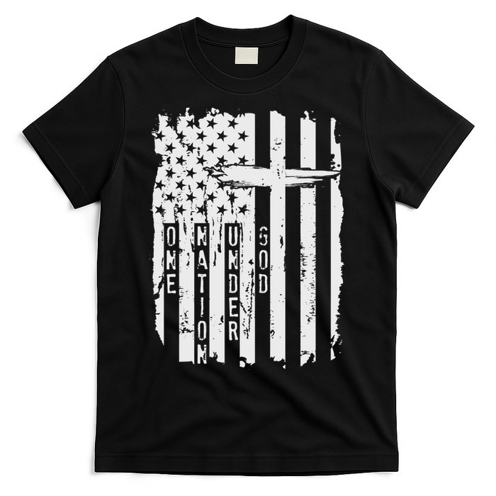 One Nation Under God Grunge Distressed USA American Flag T-Shirt