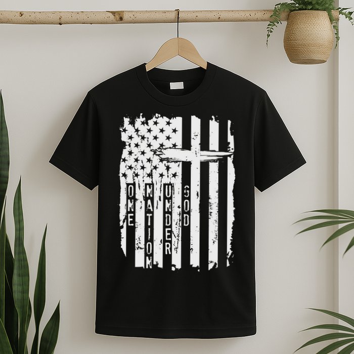 One Nation Under God Grunge Distressed USA American Flag T-Shirt
