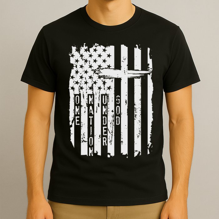 One Nation Under God Grunge Distressed USA American Flag T-Shirt