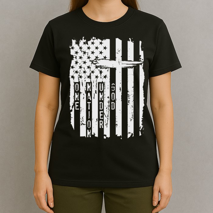 One Nation Under God Grunge Distressed USA American Flag T-Shirt