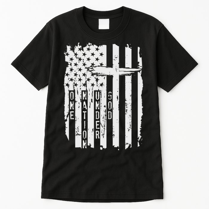 One Nation Under God Grunge Distressed USA American Flag Tall T-Shirt
