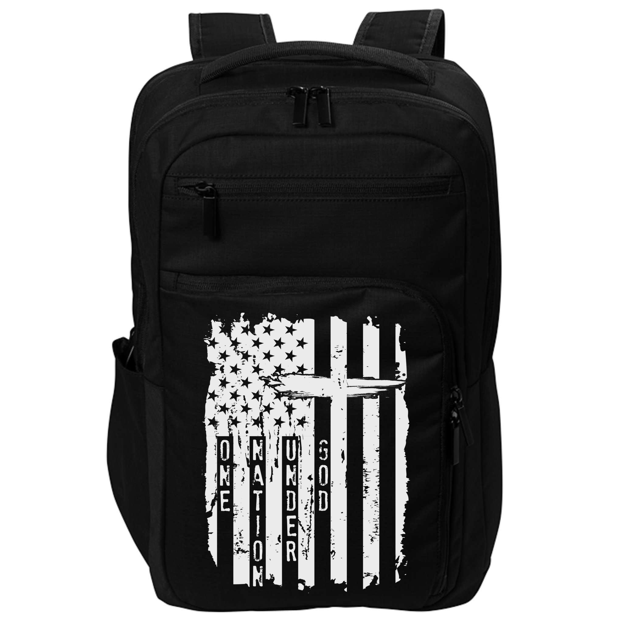 One Nation Under God Grunge Distressed USA American Flag Impact Tech Backpack