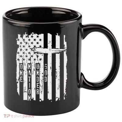 One Nation Under God Grunge Distressed USA American Flag 11oz C Handle Ceramic Mug