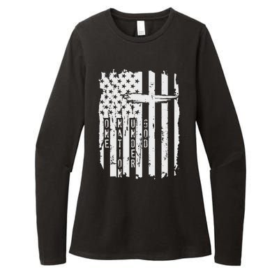 One Nation Under God Grunge Distressed USA American Flag Womens CVC Long Sleeve Shirt