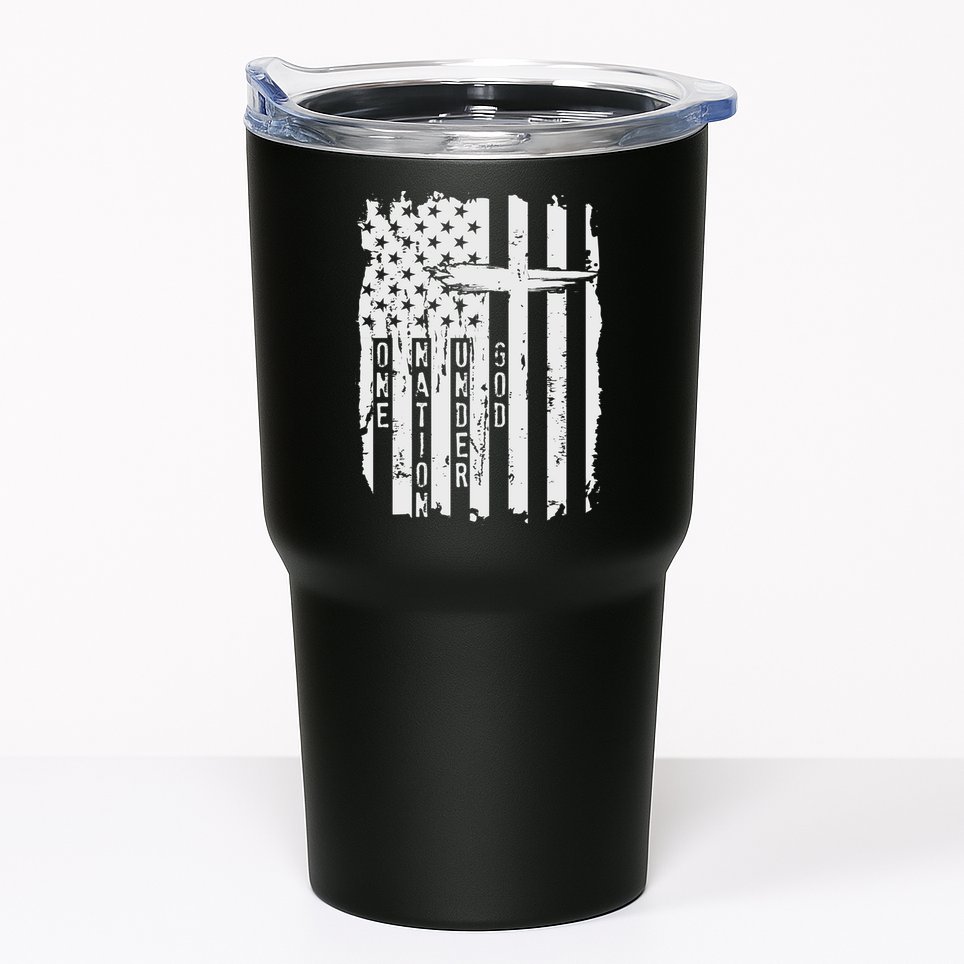 One Nation Under God Grunge Distressed USA American Flag Tumbler