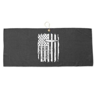 One Nation Under God Grunge Distressed USA American Flag Large Microfiber Waffle Golf Towel