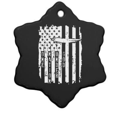 One Nation Under God Grunge Distressed USA American Flag Ceramic Star Ornament