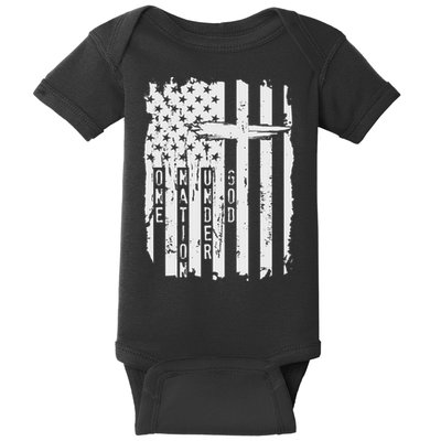 One Nation Under God Grunge Distressed USA American Flag Baby Bodysuit