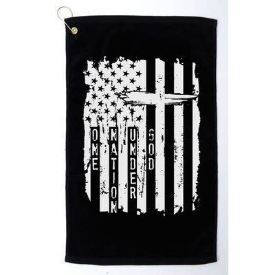 One Nation Under God Grunge Distressed USA American Flag Golf Towel