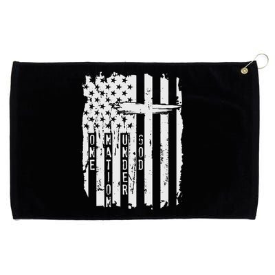 One Nation Under God Grunge Distressed USA American Flag Grommeted Golf Towel