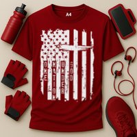 One Nation Under God Grunge Distressed USA American Flag Performance Shirt