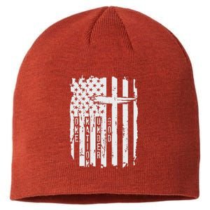 One Nation Under God Grunge Distressed USA American Flag Sustainable Beanie