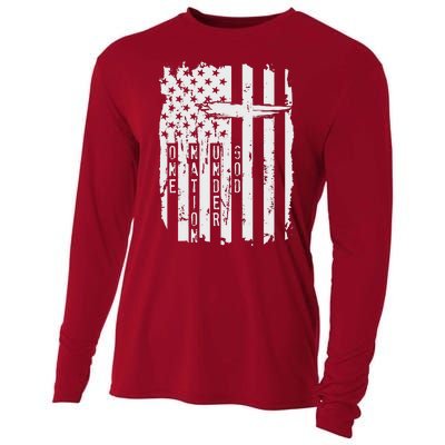 One Nation Under God Grunge Distressed USA American Flag Cooling Performance Long Sleeve Crew