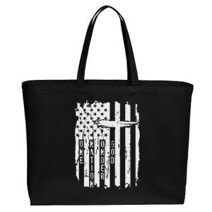 One Nation Under God Grunge Distressed USA American Flag Cotton Canvas Jumbo Tote