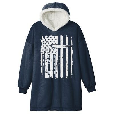 One Nation Under God Grunge Distressed USA American Flag Hooded Wearable Blanket